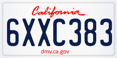 CA license plate 6XXC383