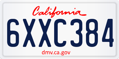 CA license plate 6XXC384