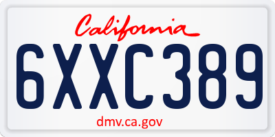 CA license plate 6XXC389