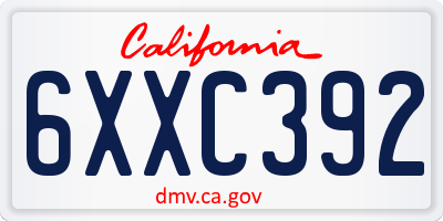 CA license plate 6XXC392