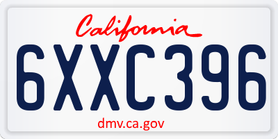CA license plate 6XXC396