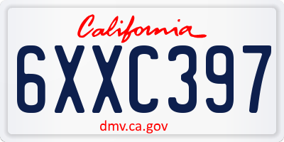 CA license plate 6XXC397