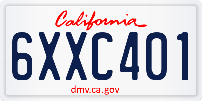 CA license plate 6XXC401