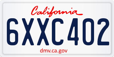 CA license plate 6XXC402