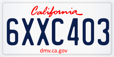 CA license plate 6XXC403