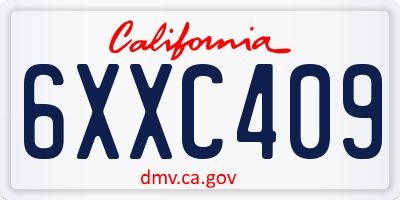 CA license plate 6XXC409