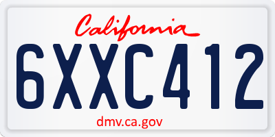 CA license plate 6XXC412