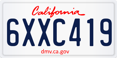 CA license plate 6XXC419