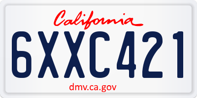 CA license plate 6XXC421