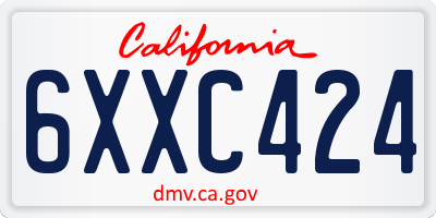 CA license plate 6XXC424