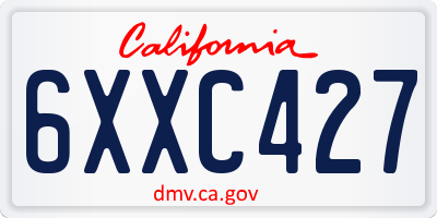 CA license plate 6XXC427