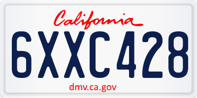 CA license plate 6XXC428