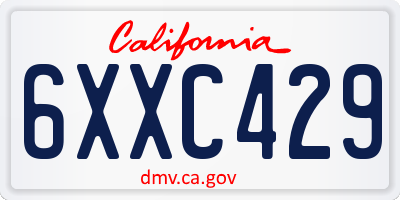 CA license plate 6XXC429