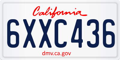 CA license plate 6XXC436