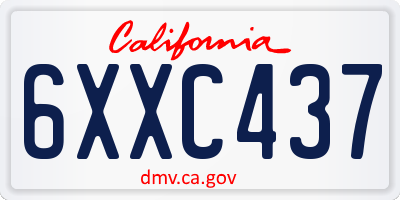 CA license plate 6XXC437