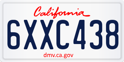 CA license plate 6XXC438