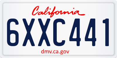 CA license plate 6XXC441
