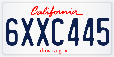 CA license plate 6XXC445