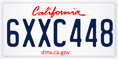 CA license plate 6XXC448