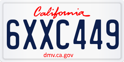 CA license plate 6XXC449