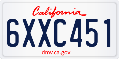 CA license plate 6XXC451
