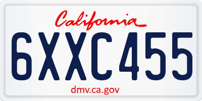 CA license plate 6XXC455