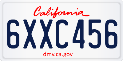 CA license plate 6XXC456