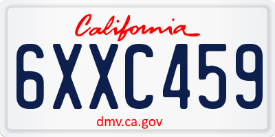 CA license plate 6XXC459