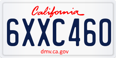 CA license plate 6XXC460