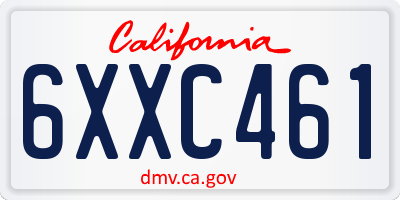 CA license plate 6XXC461