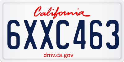CA license plate 6XXC463