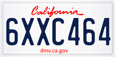 CA license plate 6XXC464