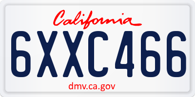 CA license plate 6XXC466