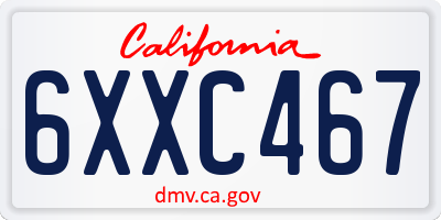 CA license plate 6XXC467