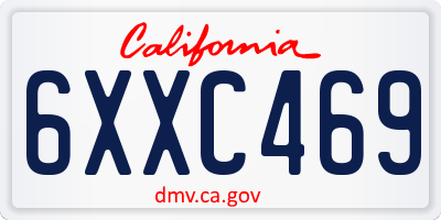 CA license plate 6XXC469