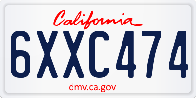 CA license plate 6XXC474