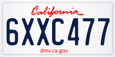 CA license plate 6XXC477