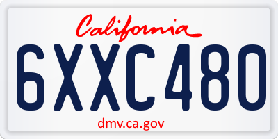 CA license plate 6XXC480