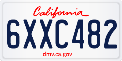 CA license plate 6XXC482