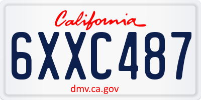 CA license plate 6XXC487