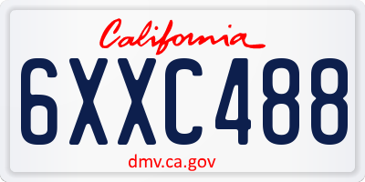 CA license plate 6XXC488