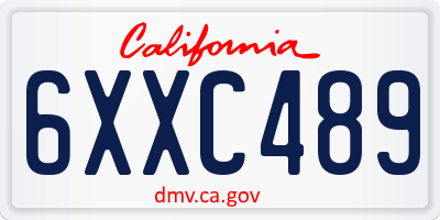 CA license plate 6XXC489
