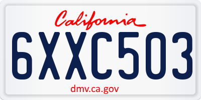 CA license plate 6XXC503