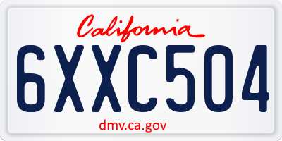 CA license plate 6XXC504