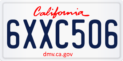 CA license plate 6XXC506