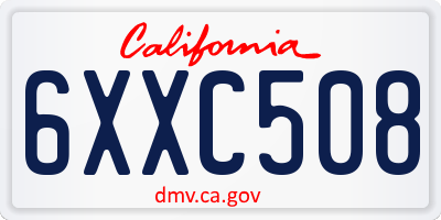 CA license plate 6XXC508