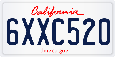 CA license plate 6XXC520