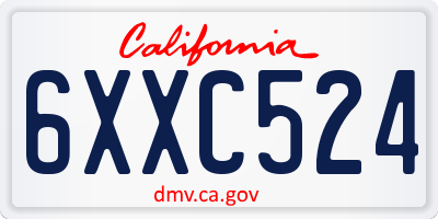 CA license plate 6XXC524