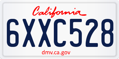 CA license plate 6XXC528