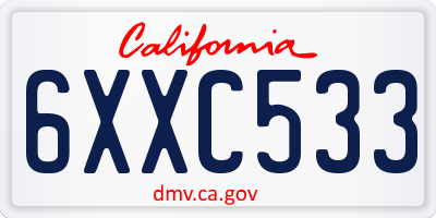 CA license plate 6XXC533